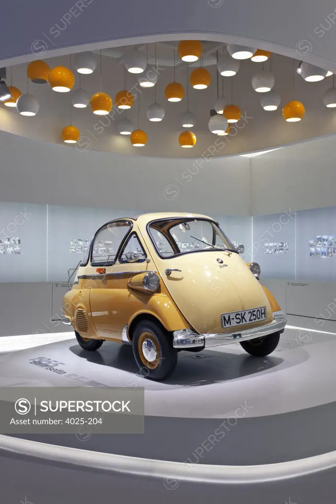 BMW Isetta on display in a museum, BMW Museum, Munich, Bavaria, Germany