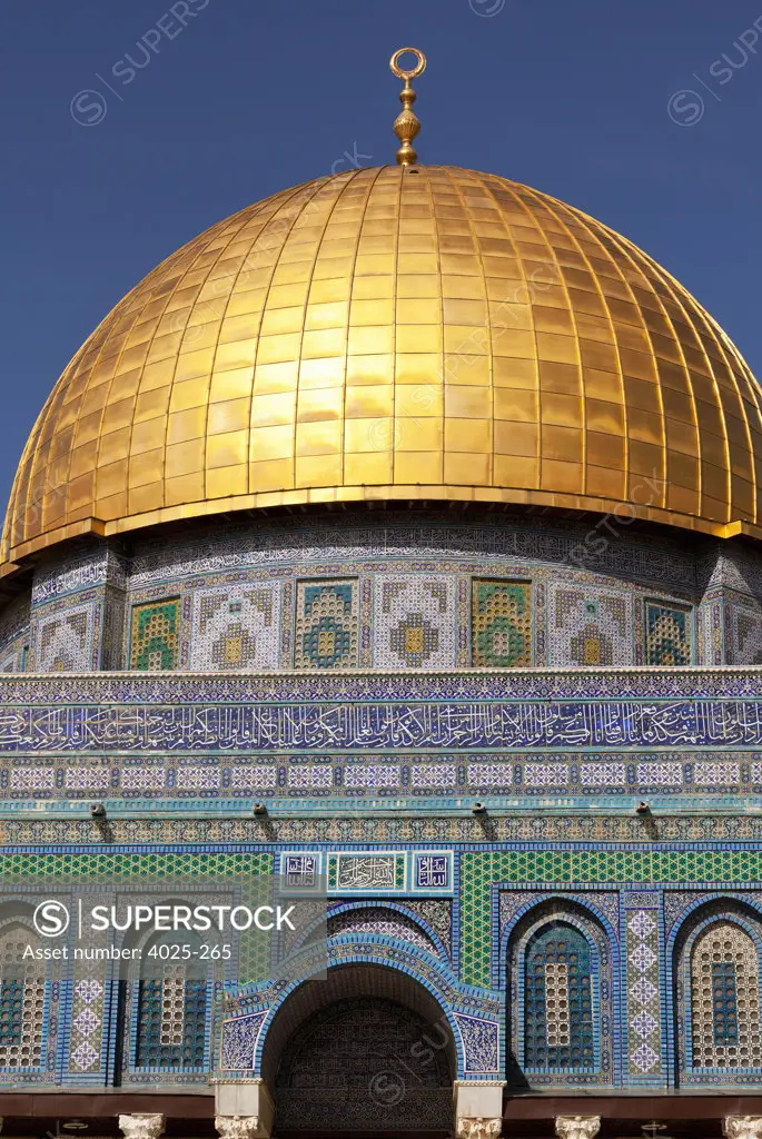 Facade of a mosque, Dome Of The Rock, Temple Mount, Jerusalem, Israel