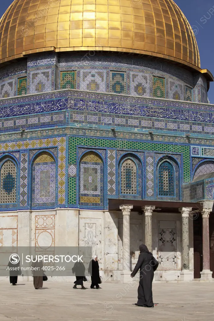 People in at a mosque, Dome Of The Rock, Temple Mount, Jerusalem, Israel