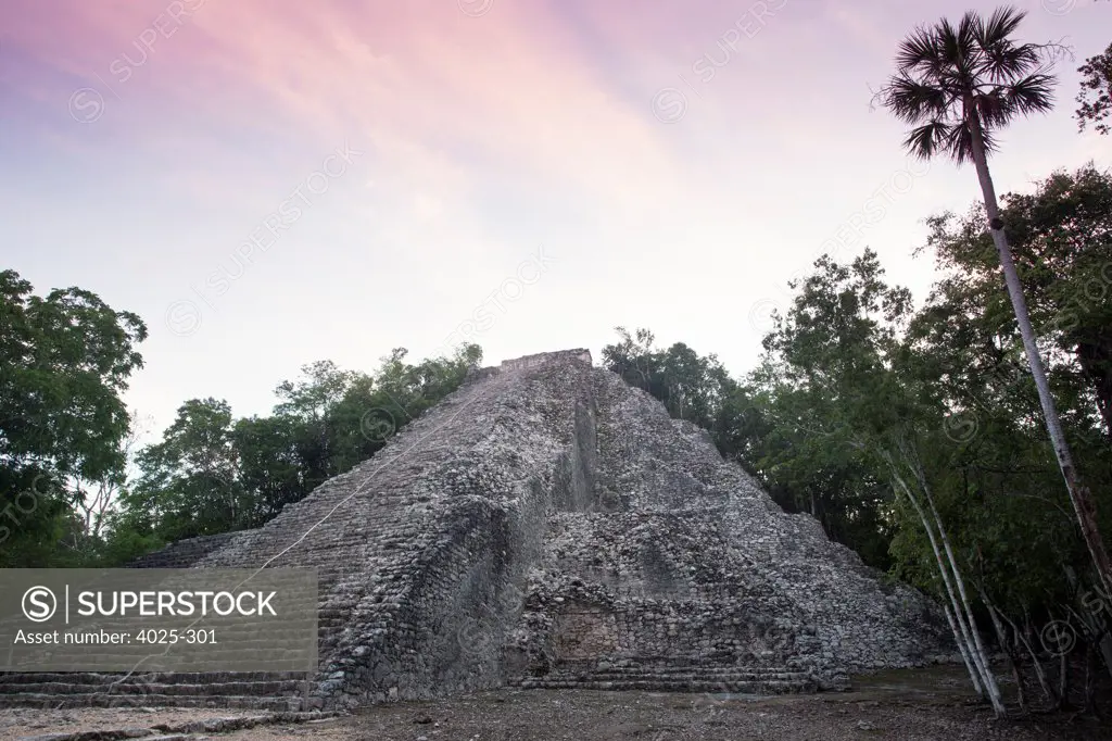 Mexico, Quintana Roo, Coba, Nohoch Mul also known as Great Pyramid