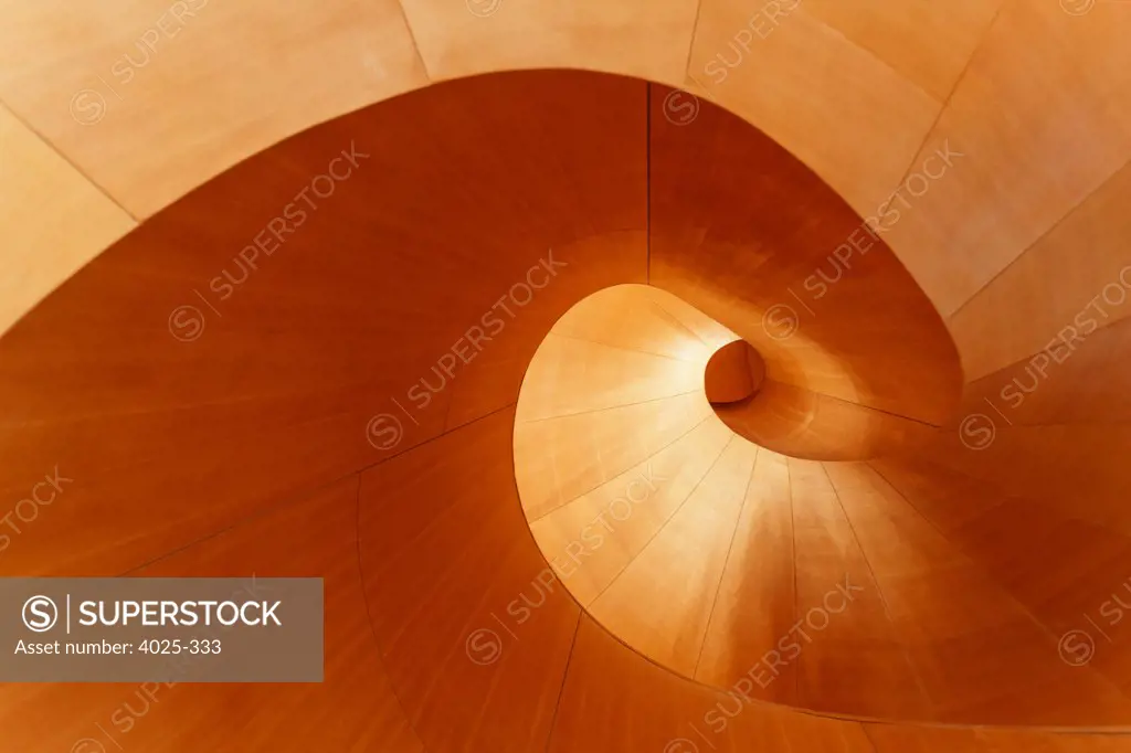 Canada, Ontario, Toronto, Art Gallery of Ontario. Spiral staircase made of wood