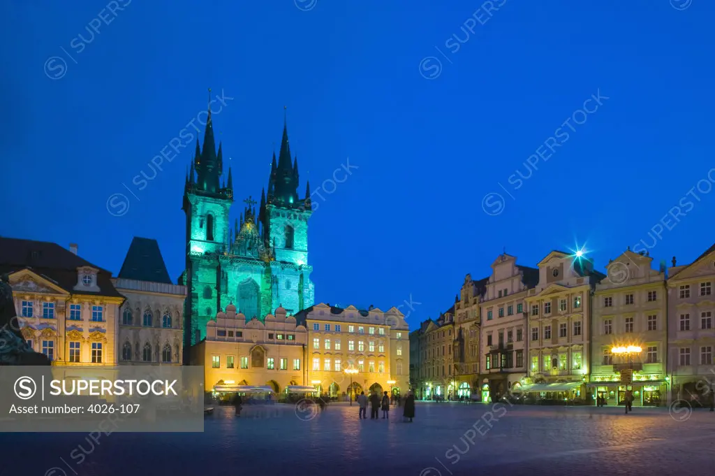 Tyn Church Old Town Square Prague Czech Republic at twilight