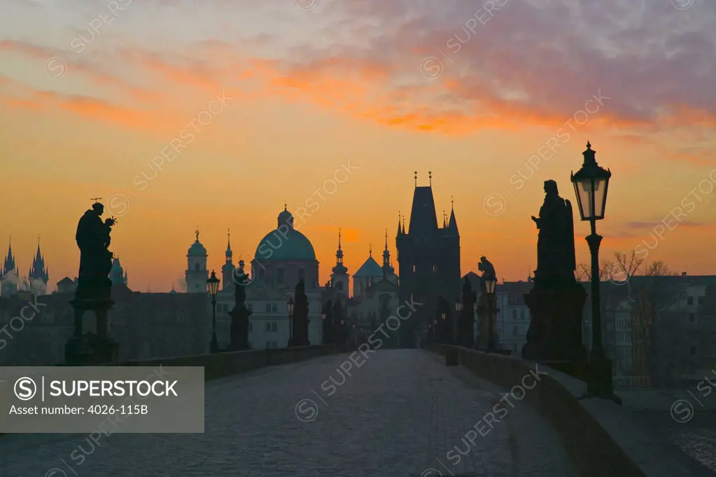 Charles Bridge Prague Czech Republic at dawn