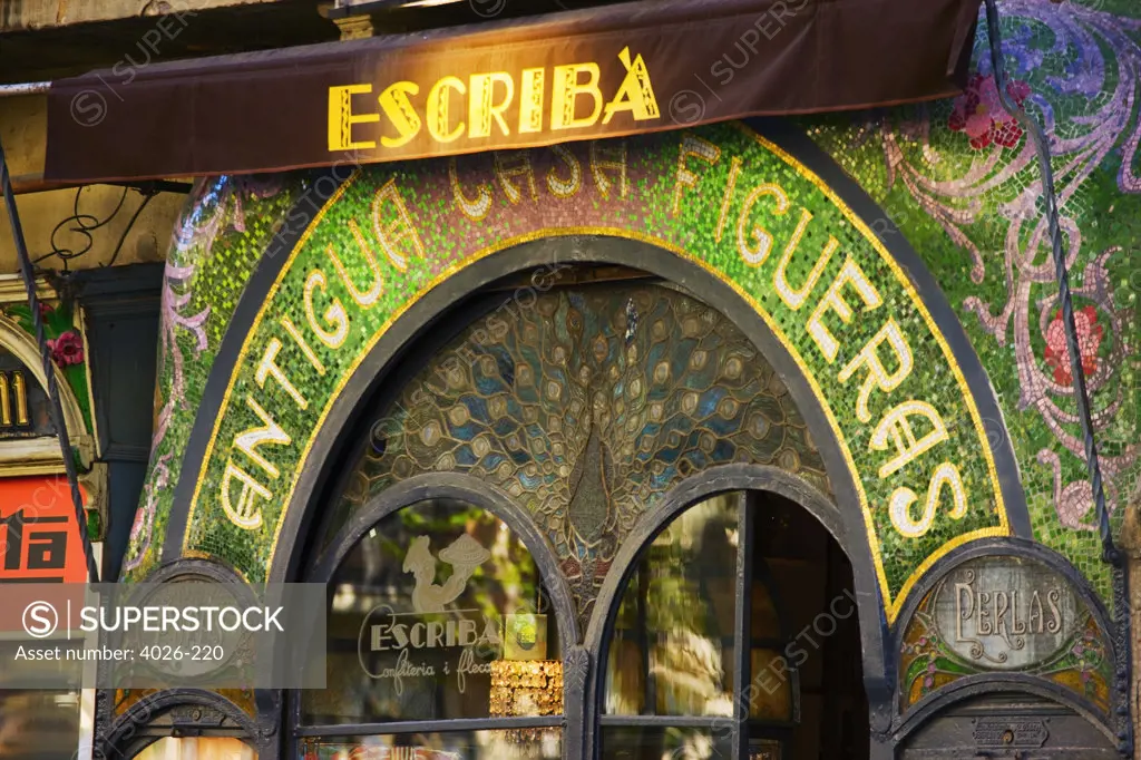 Spain, Catalonia, Barcelona, The Ramblas, Escribas delicatessen and pastry shop