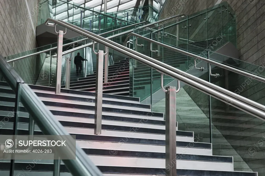 Staircase of a shopping mall, Zig Zag Staircase Liverpool, Liverpool, England