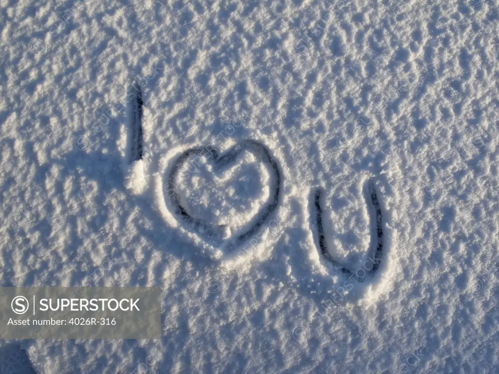 I Love You written on snow