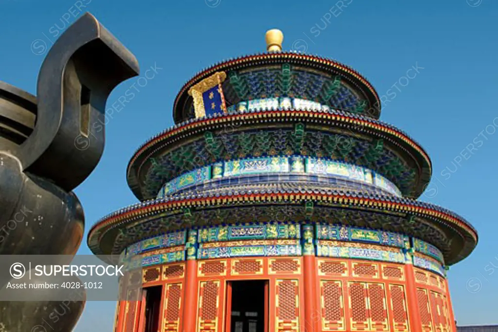 China, Beijing, Temple of Heaven, Chinese Urn in the foreground.