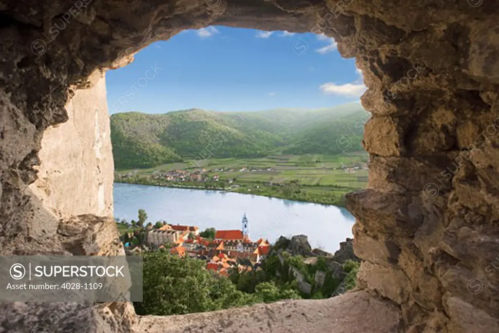 Durnstein, Austria, Wachau Valley, Danube River, Durnstein Castle Window