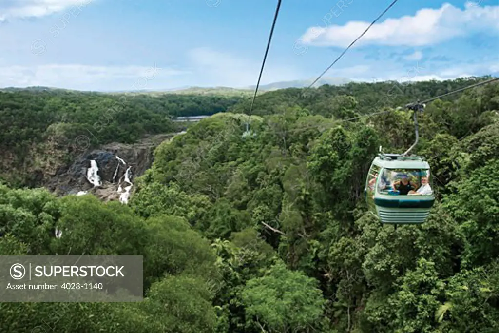 Cairns, Australia, Kuranda Rainforest Skyrail in West Queensland. Barron River Waterfall.