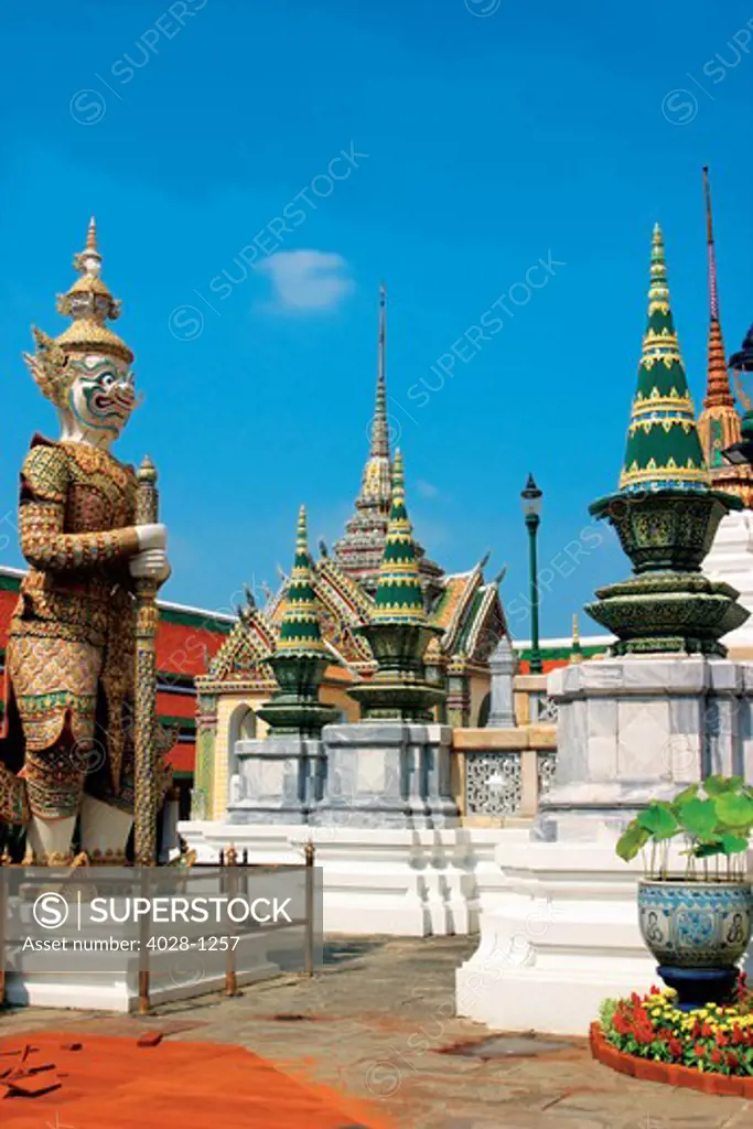 Thailand, Bangkok, Grand Palace (Wat Phra Kaeo), Ramakien Statue.
