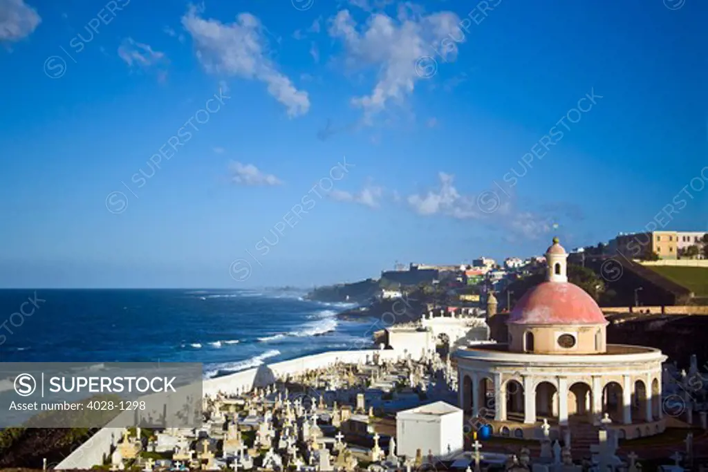 Cemetery and La Perla from El Morro fortress. Old San Juan. Puerto Rico.