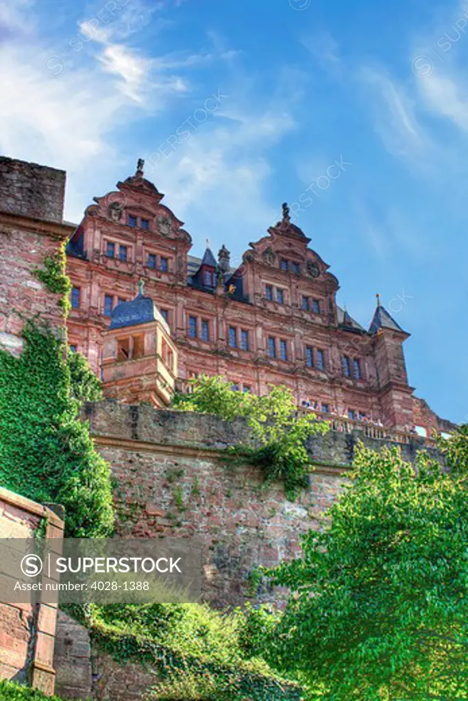 Heidelberg, Germany, Heidelberg Castle, Heidelberger Schloss, dominates above the city of Heidelberg