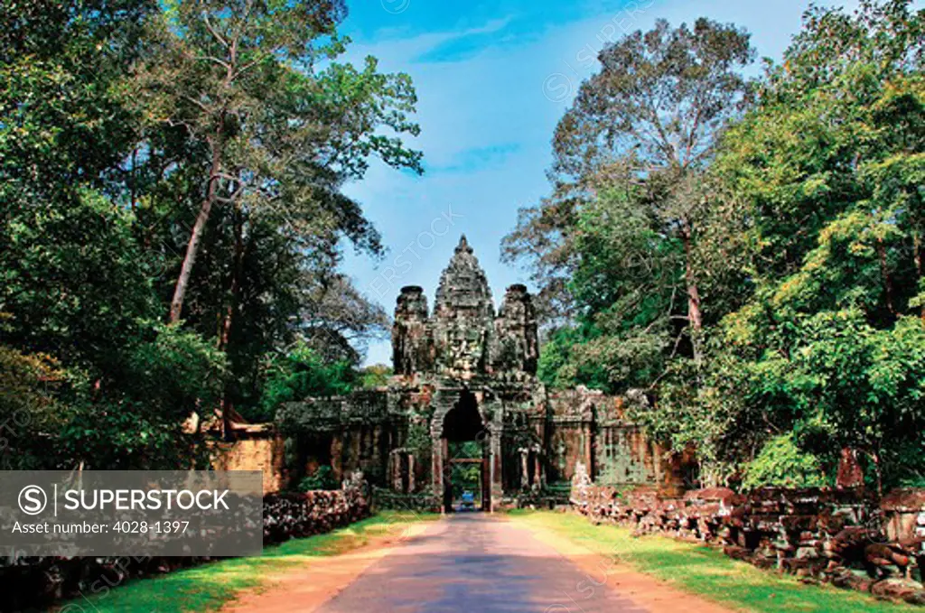 Cambodia, Siem Reap, Angkor, Angkor Thom, gate