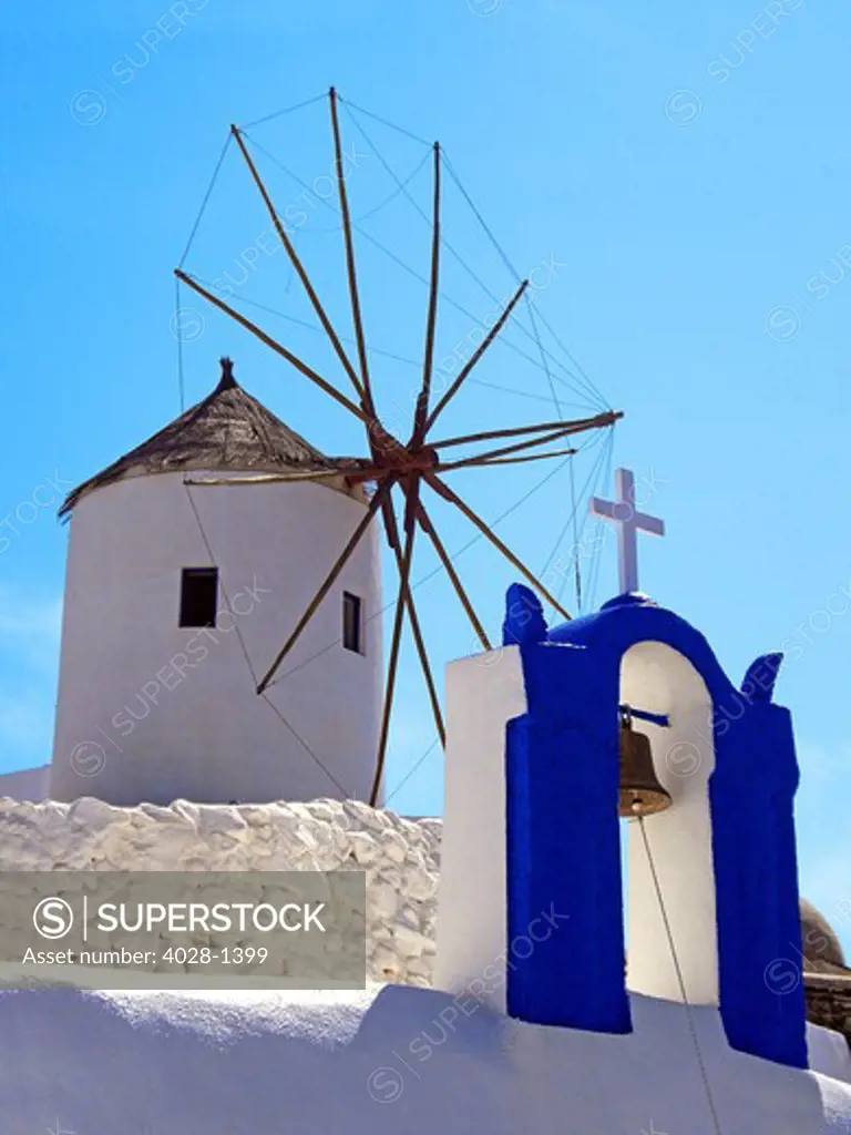 Greece, Cyclades, Santorini, Oia, Windmill.
