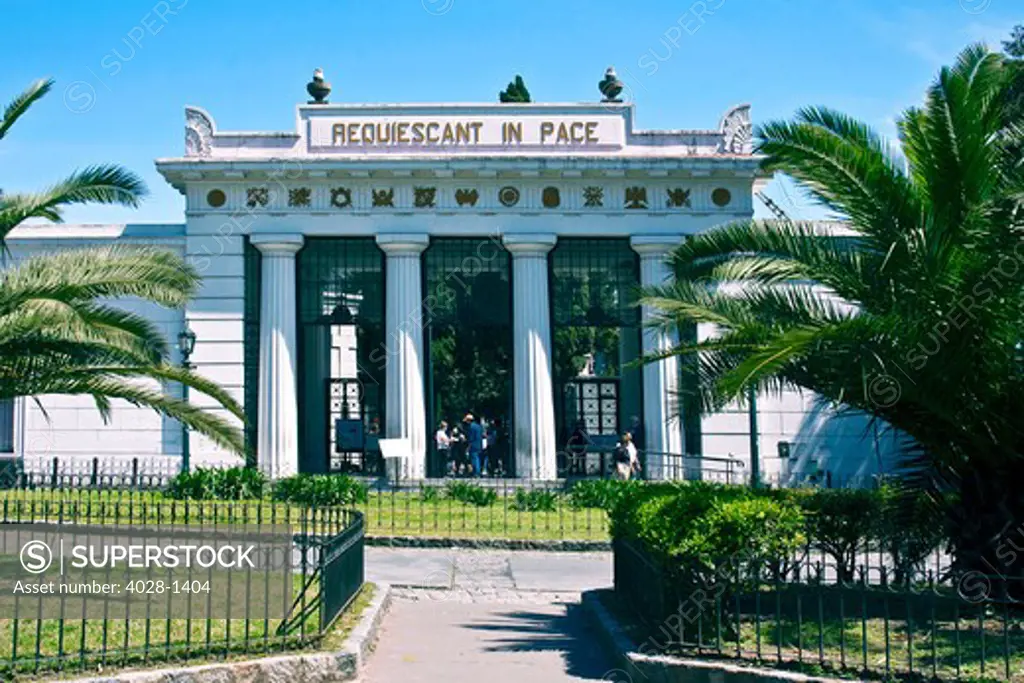 Entrance to La Recoleta Cemetery is a famous cemetery located in the exclusive Recoleta neighbourhood of Buenos Aires, Argentina.