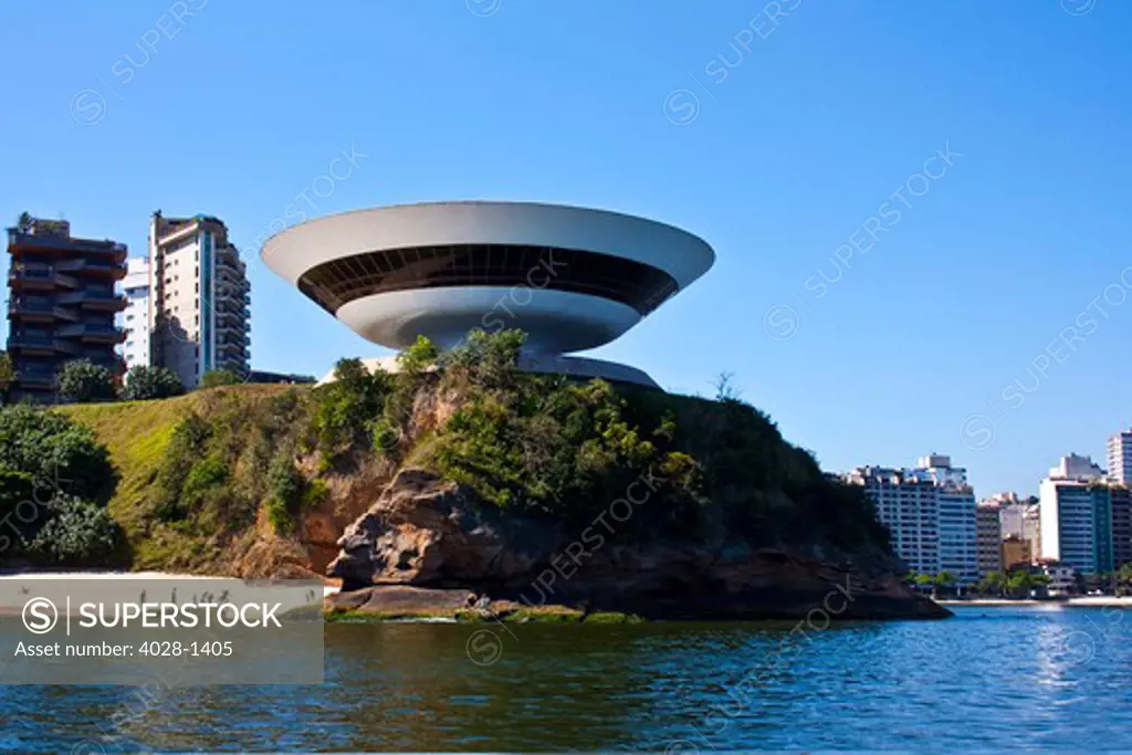 Museum of Contemporany Art (by Oscar Niemeyer). Niteroi. Rio de Janeiro, Brazil as seen from the sea.