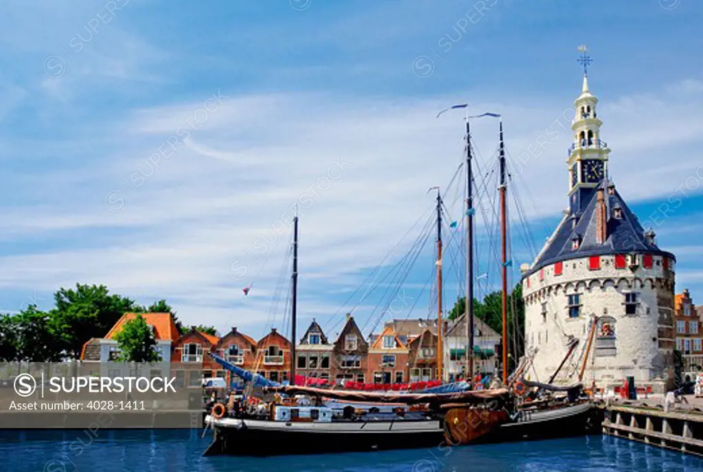 Netherlands, Hoorn, Hoofdtoren, located near the harbor, was built with white stone from Belgium. The tower dominates the skyline of Hoorn.