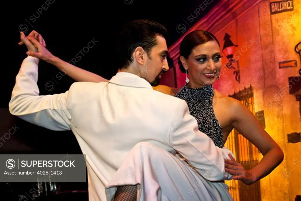 Buenos Aires, Argentina. A couple dancing the Tango at the world famous El Viejo Almacen Theater Tango show.