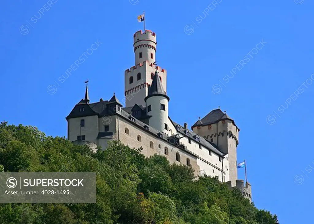 Germany, Castle Marksburg near Braubach, Germany, on the Rhine River, River cruise, Marksburg Castle