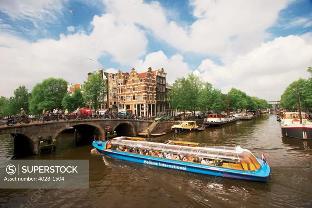 Netherlands, Holland, Amsterdam, Holland International Canal Boat cruise.