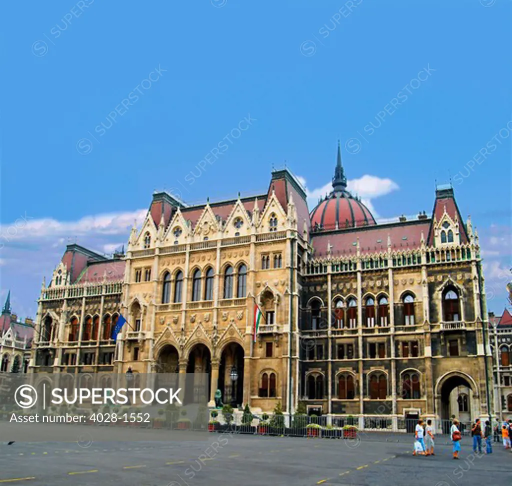 Hungary, Budapest, Parliament Building, view of the back.