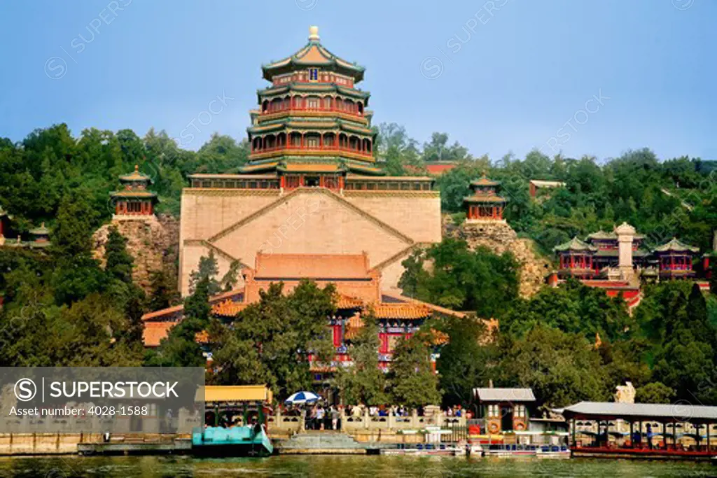Beijing, China, The Pavilion of Buddhist Fragrance, at the Summer Palace in front of Kunming lake