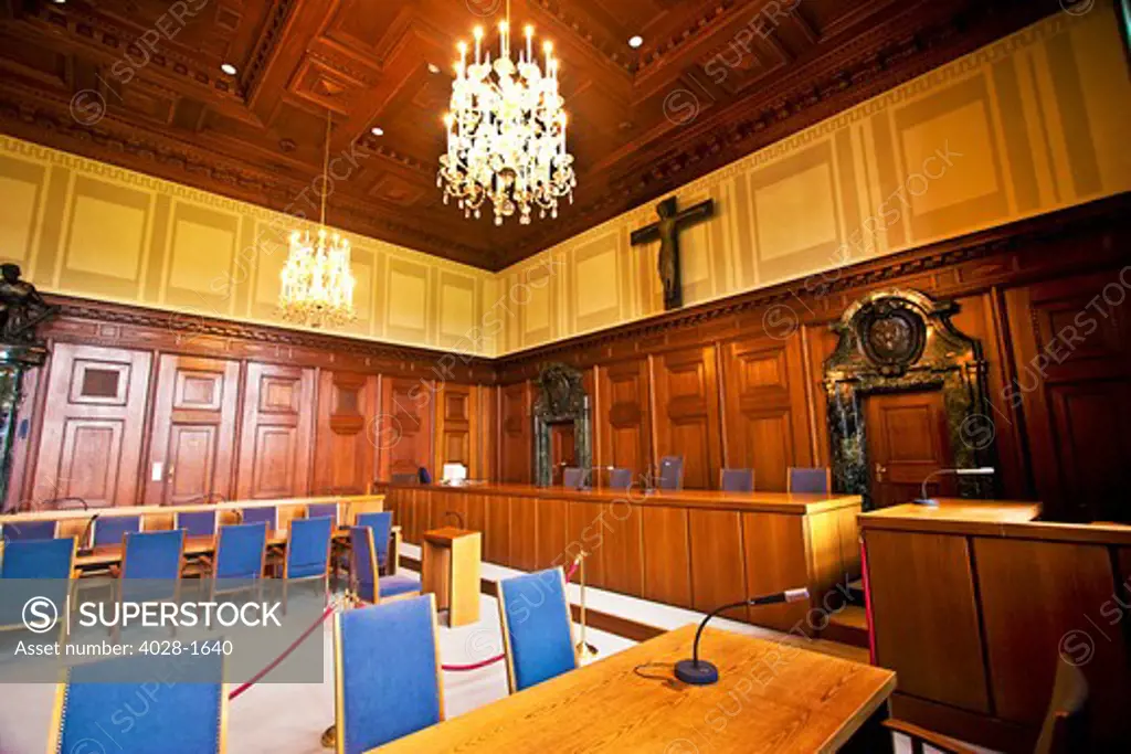 Nuremberg, Germany, Courtroom 600, the location of the Nuremberg Nazi Trials, 1945-1946.