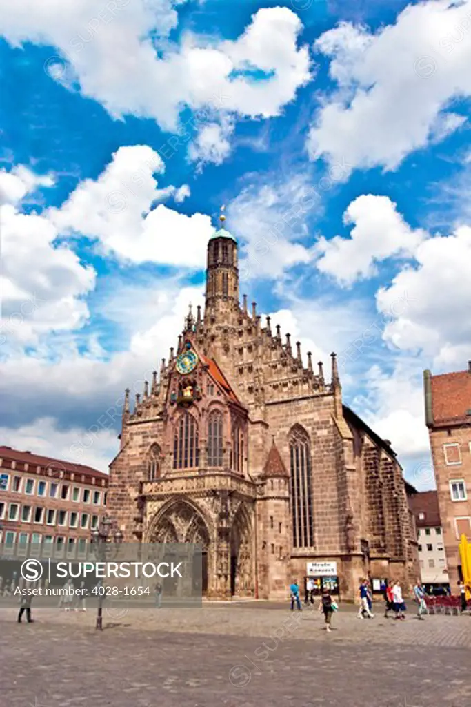 Nuremberg, Germany, Church of Our Lady, Frauenkirche, Market Square (Hauptmarkt), Gothic Church, Clock Tower