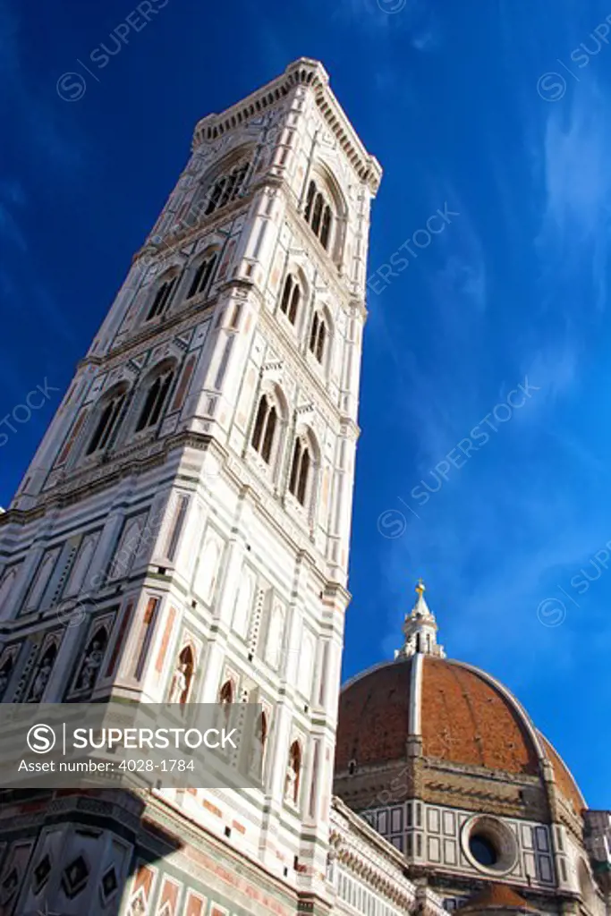 Italy, Florence, the Duomo, Cathedral of Santa Maria del Fiore and the Campanile di Giotto
