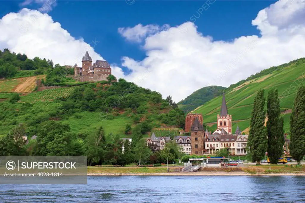 Castle Stahleck and Rhine River. Bacharach. Rhineland-Palatinate, Germany