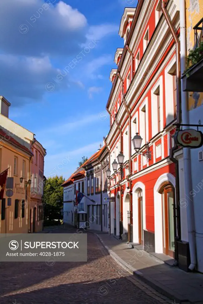 Lithuania, Lietuva, Vilnius, Baltic States, A view of historic Pilias Street in Old Town Vilnius