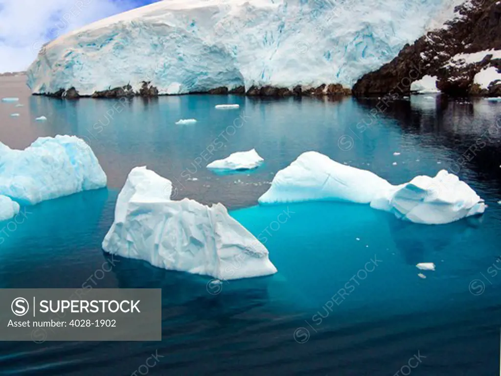 Icebergs floating in the sea, Paradise Bay, Antarctic Peninsula, Antarctica
