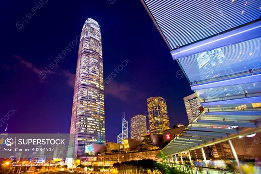 China, Hong Kong, the modern skyline with skyscrapers and stores make this a shopper's haven, day or night.