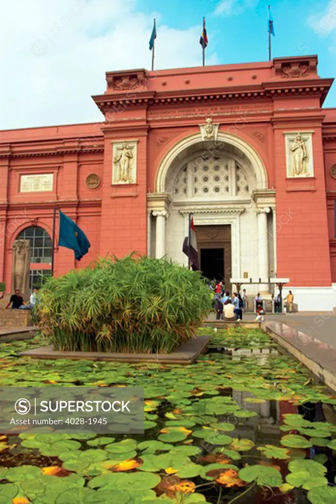 Egypt, Cairo, the Museum of Egyptian Antiquities, Papyrus in a Lily Pond in front.