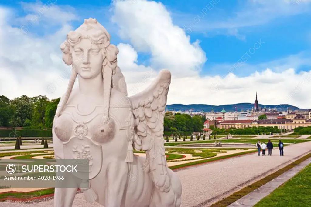 The formal gardens of Schloss Schonbrunn palace overlooking the city of Vienna, Wein, Austria
