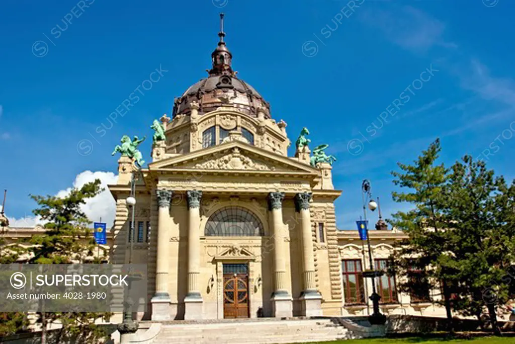 Facade of the Szechenyi Bath house, Budapest, Hungary, Europe