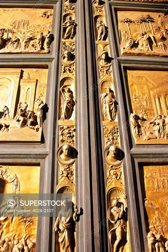 Italy, Tuscany, Florence, close up of doors at baptistery San Giovanni.