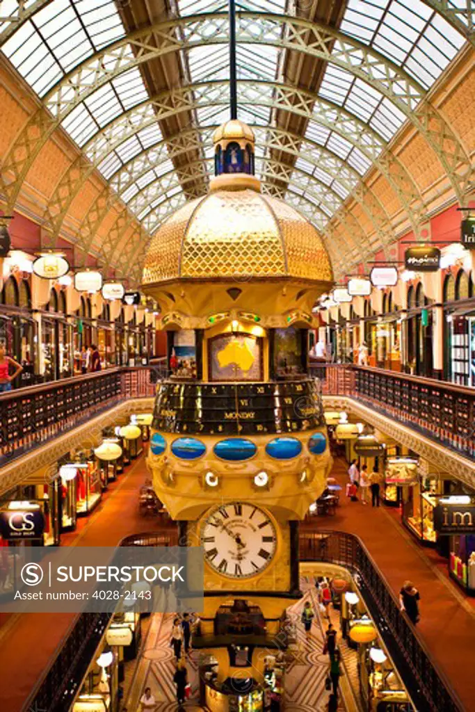 Royal Clock, boutiques of the Queen Victoria Building, shopping centre, Sydney, New South Wales, Australia