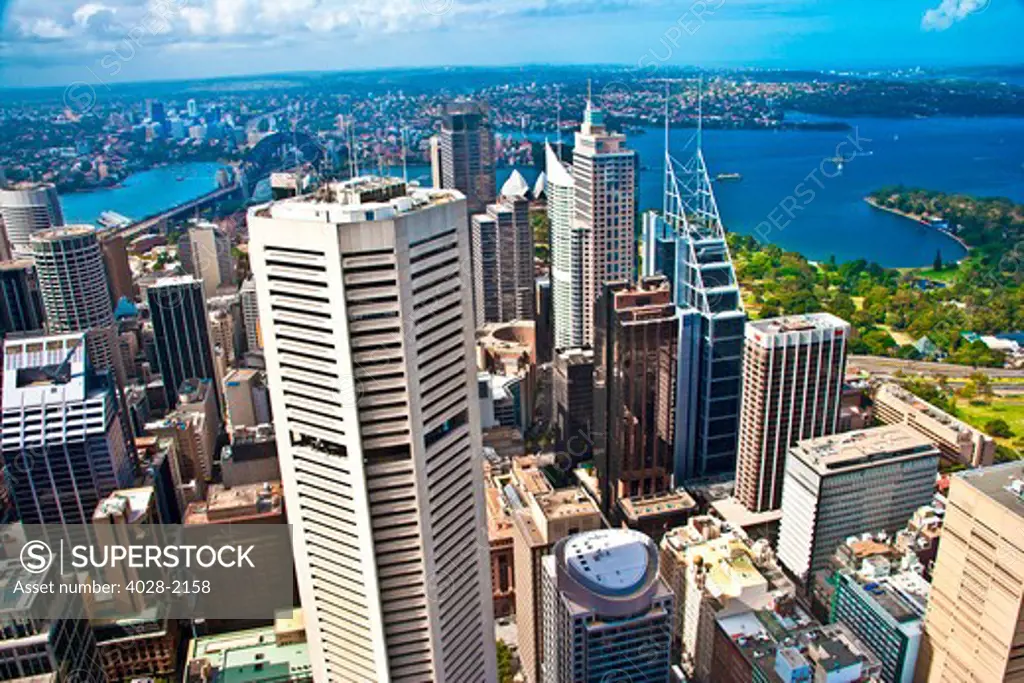 Australia, Sydney, New South Wales, view from outside of the Sydney tower on the Skywalk