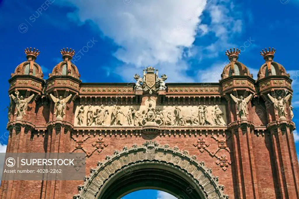 Barcelona, Catalonia, Spain, detail of the Arc de Triomf (triumphal arch)