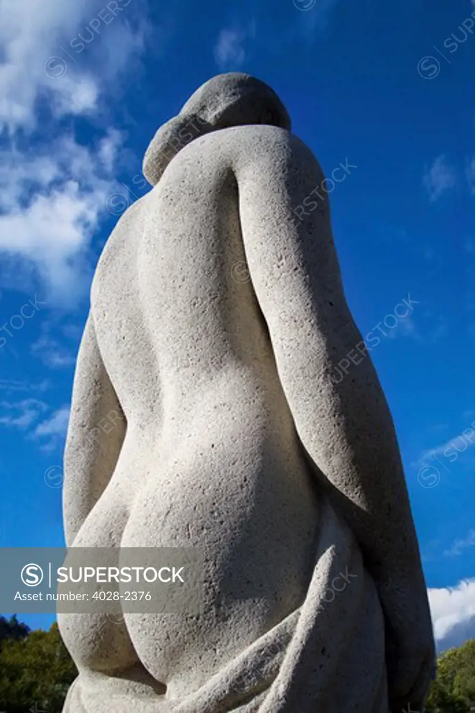 Barcelona, Catalonia, Spain, nude female statue in Montjuic park