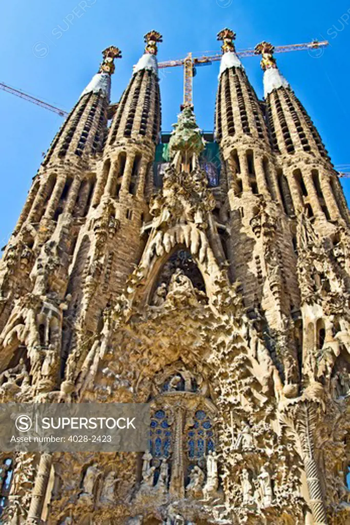 Spain, Catalonia, Barcelona, Sagrada Familia, Nativity facade (Gaudi architect)