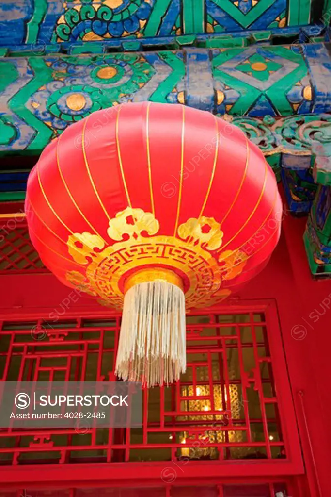 China, Beijing, Forbidden City, Traditional red Chinese lantern.
