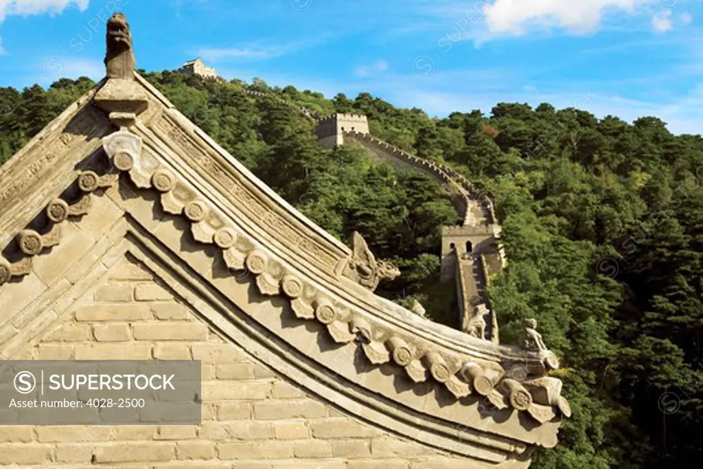 China, Huairou County, Mutianyu section of The Great Wall, Close up of Turret detail.