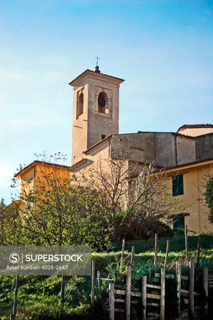 Montecatini Alto, Tuscany, Italy, a parish church sits atop a hill in this quaints spa village