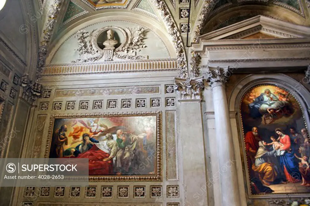Lucca, Tuscany, Italy, ornate interior and paintings of the Church of San Michele in Foro