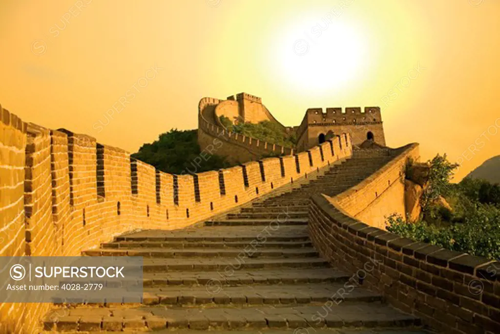 China, Badaling, Great Wall, Sunrise over the wall.