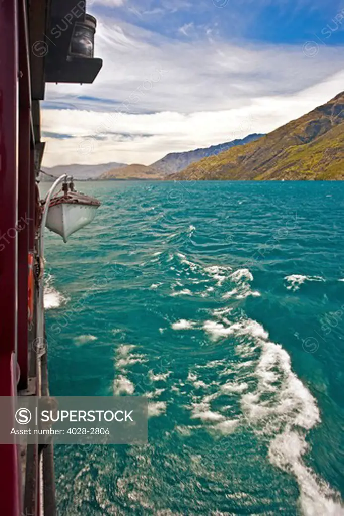 View of the TSS Earnslaw on Lake Wakatipu in Queenstown, New Zealand on the South Island