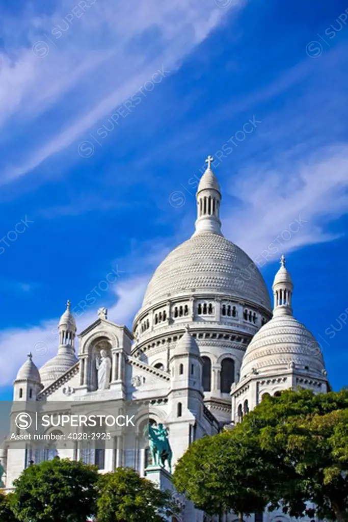 Paris, France, Dome of the Basilica of the Sacre Coeur (Basilica of the Sacred Heart of Paris) in the Montmartre area