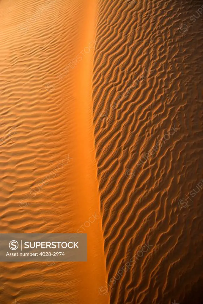 Aerial view of the sand dunes of the Arabian Desert next to Dubai, United Arab Emirates
